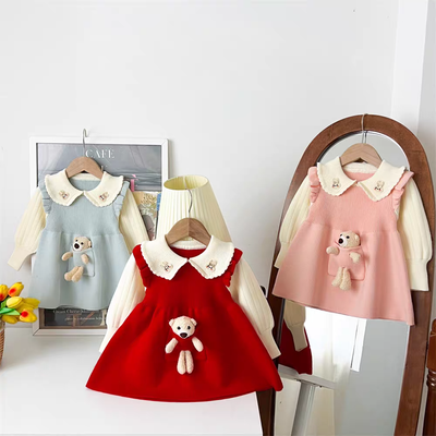 Baby Girls Winter Knit Dress with Teddy Pocket (1 to 6 years) for yours ANGEL_img_2