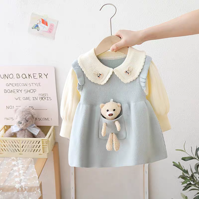 Baby Girls Winter Knit Dress with Teddy Pocket (1 to 6 years) for yours ANGEL_img_4