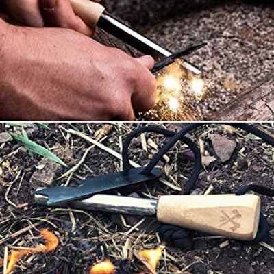 Emergency Survival Kit Magnesium Flint , Fire Starter Camping Gear/ Flint Fire Starter / Magnesium Flint /  Solid Wood Handle_img_1