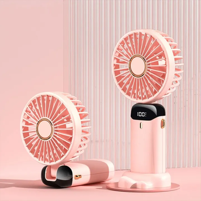 N15 LED Digital Display Rechargeable Stylish Folding Hand Fan With Mobile Stand_img_1