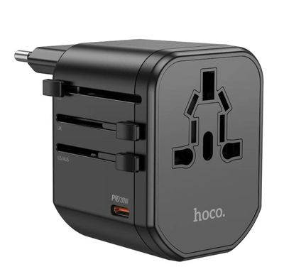 HOCO AC15 Walker 3-port PD20W + 2USB Universal Conversion Charger – Black Color ট্রাভেল চার্জার  ।_img_0