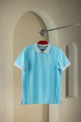 Premium Quality Piping Cut & Sew Design Pique Polo - Light cyn_img_0