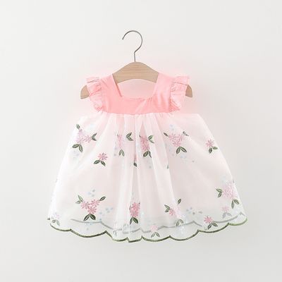 Baby Girls Ruffle Sleeve Floral Embroidered Summer Princess Dress (6 Months to 3 Years)_img_7