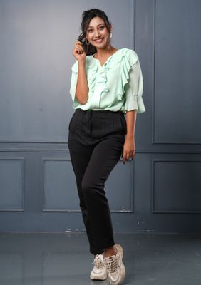 Mint Green Ruffle Top - Stylish & Comfortable_img_1