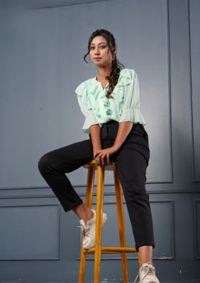 Mint Green Ruffle Top - Stylish & Comfortable_img_2