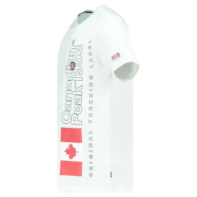 Canadian Peak JOGOEAK Homme - T-Shirt Col Rond avec Impressions et Drapeau Blanc_img_1
