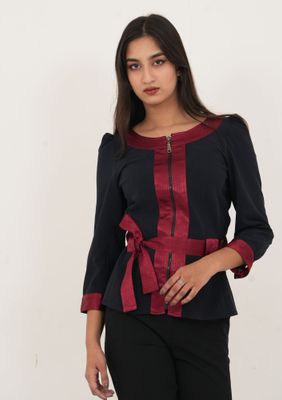 Elegant Black Velvet Wrap Dress_img_2