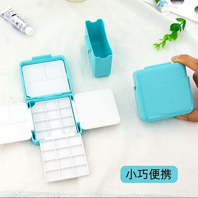 Mini Watercolor Paint Box 24 Color Portable Packing Box Travel Solid suit Color Disc Sketching Color Box_img_2