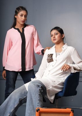 Pink and Black Contrast Long Sleeve Top_img_2