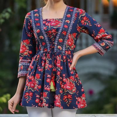Myntra Short Tops Navy Blue_img_1
