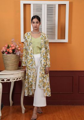 Yellow Floral Printed Summer Kimono_img_1