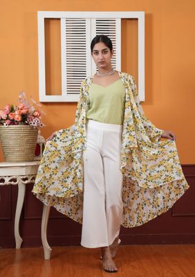 Yellow Floral Printed Summer Kimono_img_0