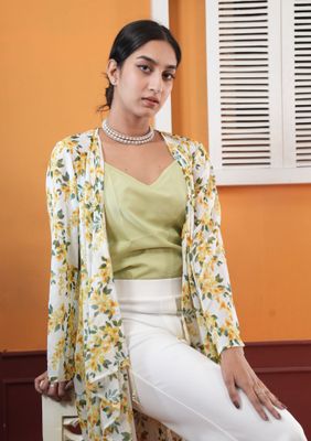 Yellow Floral Printed Summer Kimono_img_2