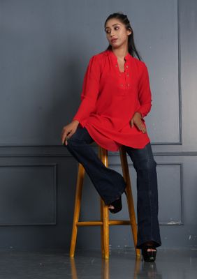 Bold Red Tunic Top- Casual & Chic Look_img_1