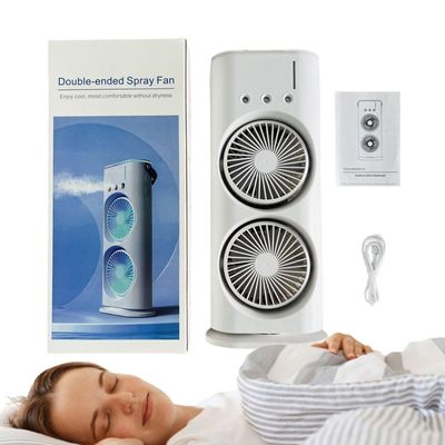 Rechargeable Dual Head Mist Cooling Fan with Remote – 3 Speeds, LED Light & 280ml Water Tank_img_1