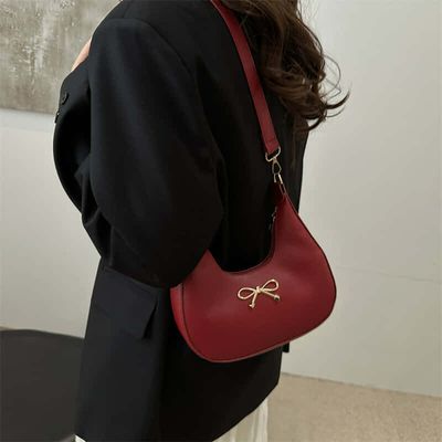 Solid Colour Bowknots Armpit Bag_img_4
