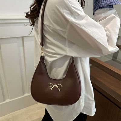 Solid Colour Bowknots Armpit Bag_img_5