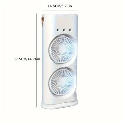 Rechargeable Dual Head Mist Cooling Fan with Remote – 3 Speeds, LED Light & 280ml Water Tank_img_13