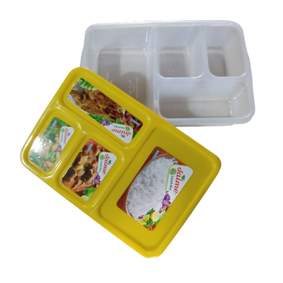 Plastic 4G Dividers Corporate Lunch Box –  Compartment Office Economy Tiffin Lunch Box | Food Grade, Portable & Durable_img_2