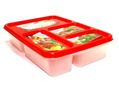 Plastic 4G Dividers Corporate Lunch Box –  Compartment Office Economy Tiffin Lunch Box | Food Grade, Portable & Durable_img_3