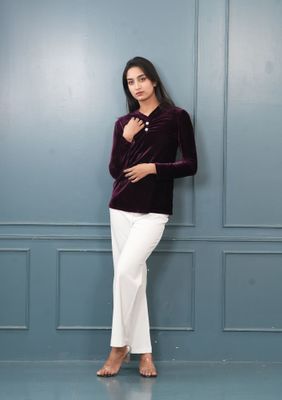 Velvet Maroon Top-Elegant Winter Look_img_3