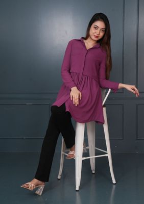 Purple Flowy Long Top for Women - Casual & Stylish_img_1
