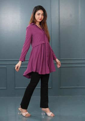 Purple Flowy Long Top for Women - Casual & Stylish_img_0