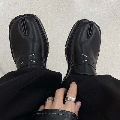 Loafer shoes for men leather thick soled low cut toe shoes_img_1
