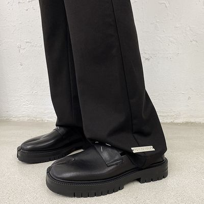 Loafer shoes for men leather thick soled low cut toe shoes_img_3