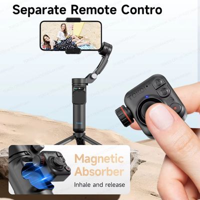 TOKQI M03 Handheld Gimbal 3-Axis AI Tracking Stabilizer with Wireless Microphone for Smartphones Shooting Vlog, with Fill Light_img_0