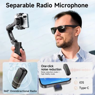 TOKQI M03 Handheld Gimbal 3-Axis AI Tracking Stabilizer with Wireless Microphone for Smartphones Shooting Vlog, with Fill Light_img_1