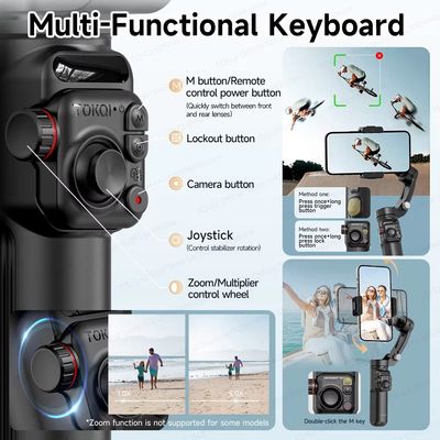 TOKQI M03 Handheld Gimbal 3-Axis AI Tracking Stabilizer with Wireless Microphone for Smartphones Shooting Vlog, with Fill Light_img_2