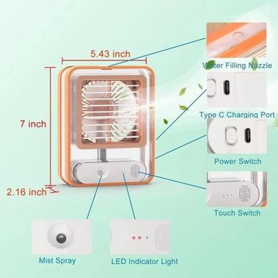 Small Desk Fan with Mist Spray,LED Night Light_img_1