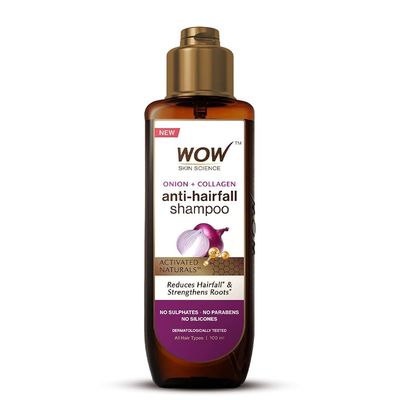 WOW Skin Science Onion & Collagen Anti-Hairfall Shampoo|Reduces Hairfall|Strengthens Roots|Nourishes Scalp|Prevents Breakage|Enhances Hair Thickness and Shine|New & Improved Formulation|100ml_img_0
