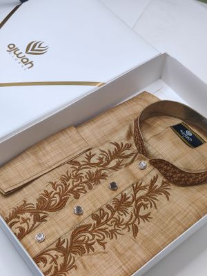 Golden Leaf Embroidery Panjabi_img_2