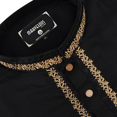 Black Stripe Panjabi Good Quality Fabrics_img_1