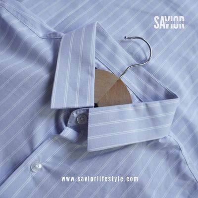 Cloudy Blue Stripe - Old Money Full Sleeve Shirt