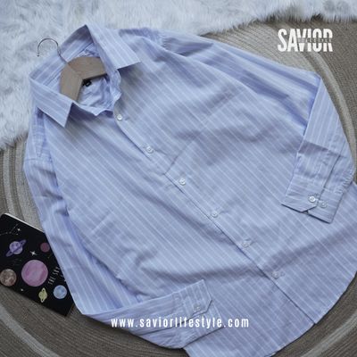 Cloudy Blue Stripe - Old Money Full Sleeve Shirt_img_1