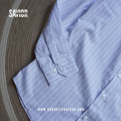 Cloudy Blue Stripe - Old Money Full Sleeve Shirt_img_2