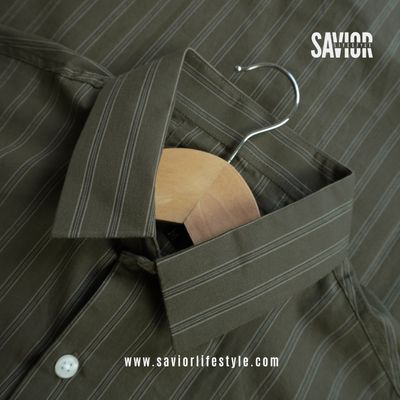 Deep Olive Stripe - Old Money Full Sleeve Shirt