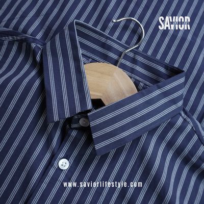 Moonlight Blue Stripe 2 - Old Money Full Sleeve Shirt