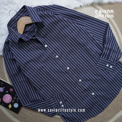 Moonlight Blue Stripe 2 - Old Money Full Sleeve Shirt_img_3