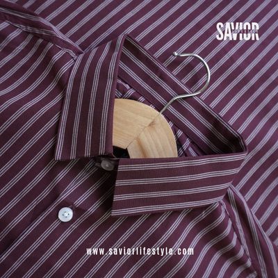 Maroon Stripe - Old Money Full Sleeve Shirt