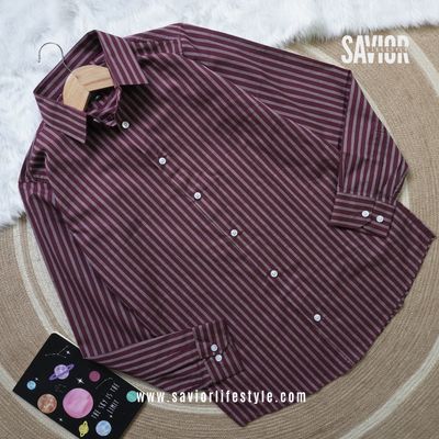 Maroon Stripe - Old Money Full Sleeve Shirt_img_1