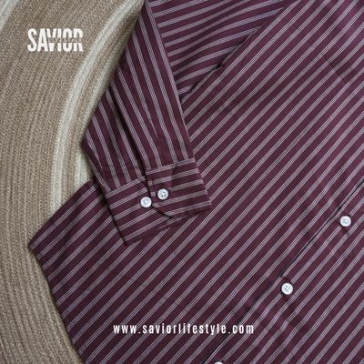 Maroon Stripe - Old Money Full Sleeve Shirt_img_2