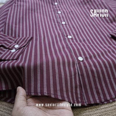Maroon Stripe - Old Money Full Sleeve Shirt_img_3