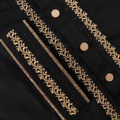 Black Stripe Panjabi Good Quality Fabrics_img_2