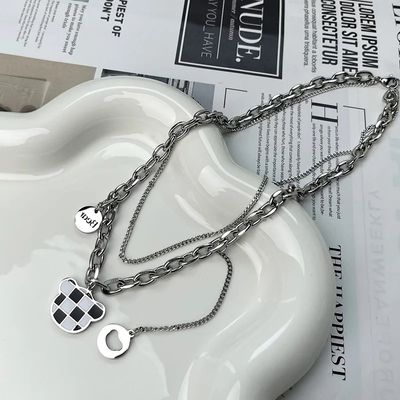 Teddy double layer silver necklace_img_4