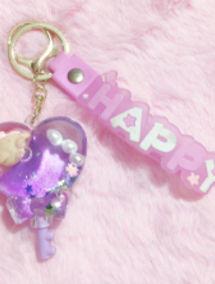 Cute Bliss in Liquid Filled Acrylic Bagpack Keyring_img_0