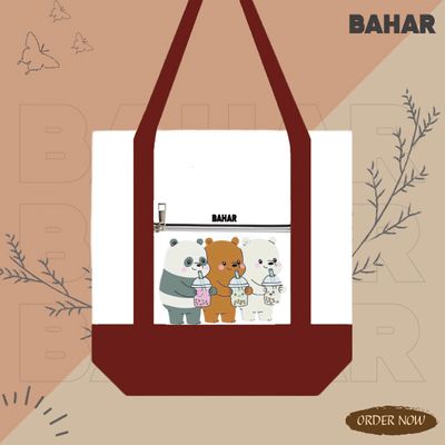 Canvas Tote Bag with Outside Pocket Exclusive Design Shopping Bag /College University Bag, Tote Bag with Zipper._img_1